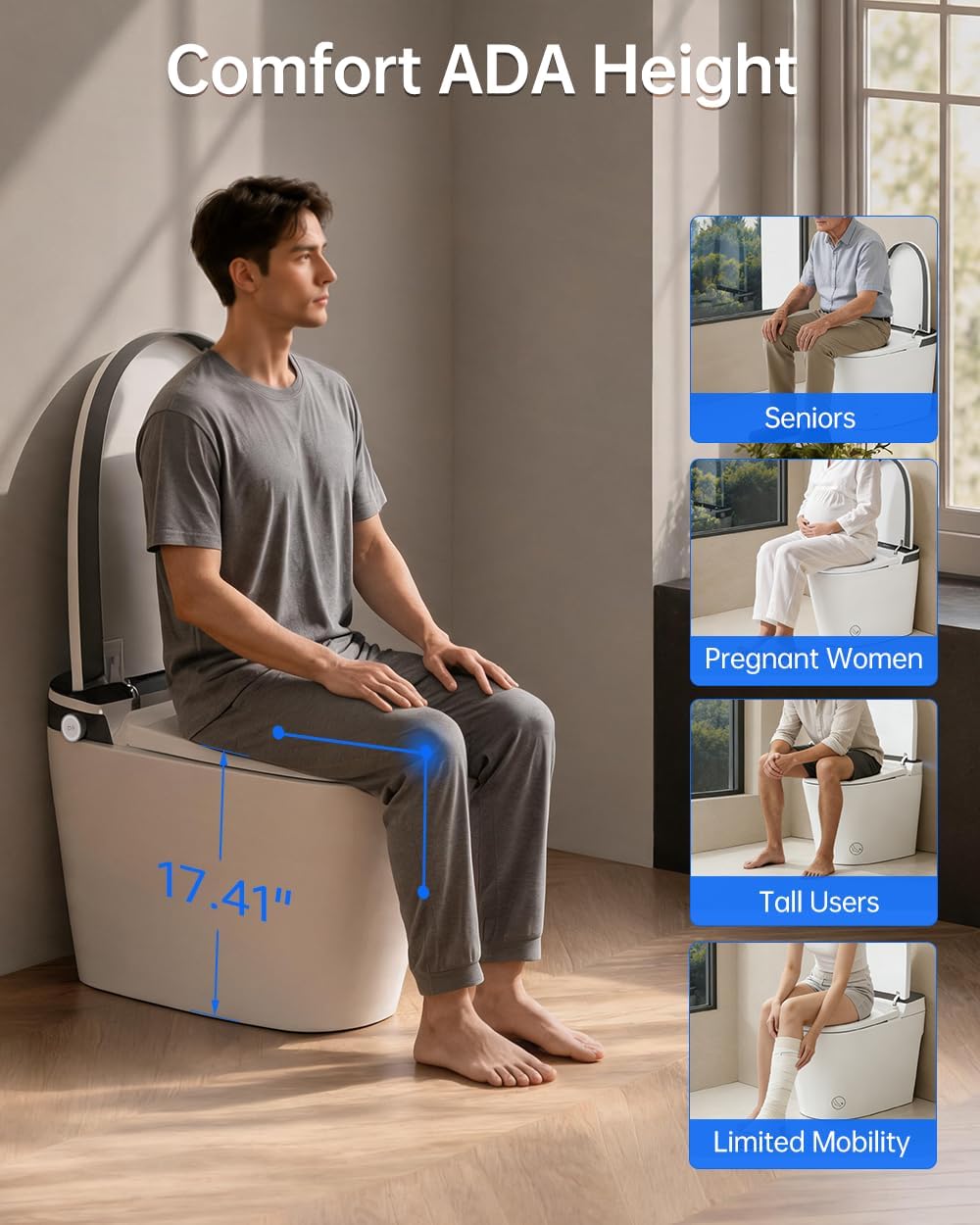 EPLO Smart Toilet Bidet with Auto Open Close,1000 Gram MaP Flush Score,Foam Dispenser, ADA Comfort Height, Moving Dryer,Auto Flush,Heated Seat,One Piece Elongated Toilet with Tank Built in U8MAX