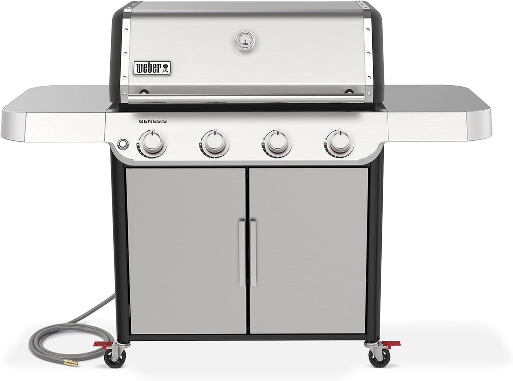 Weber Genesis S-415 Natural Gas Grill for Outdoor Cooking, Stainless Steel, 4 Burners – Stainless Steel Cooking Grates & PureBlu Burners