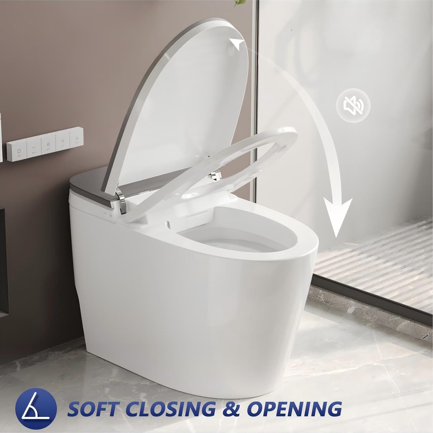 DeerValley Smart Toilet with Bidet Built in, One Piece Bidet Toilet with Auto Open/Close, Water Filter, Foam Shield, Pump Assisted, Elongated Seat, Dryer, Deodorizing, ADA Height for Modern Smart Home