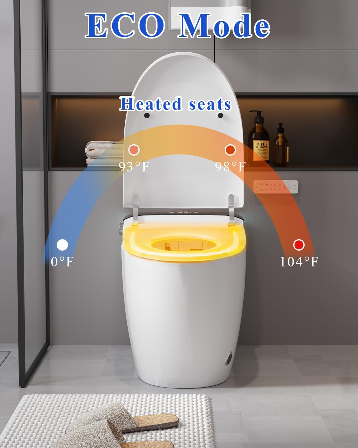 TOTTE Luxury Smart Toilet with Bidet, Hands-Free with Auto Open/Close Lid & Self-Cleaning Bowl | Adaptive Warm Water Wash & Heated Seat, Built-in Aroma, One-Piece Elongated Design
