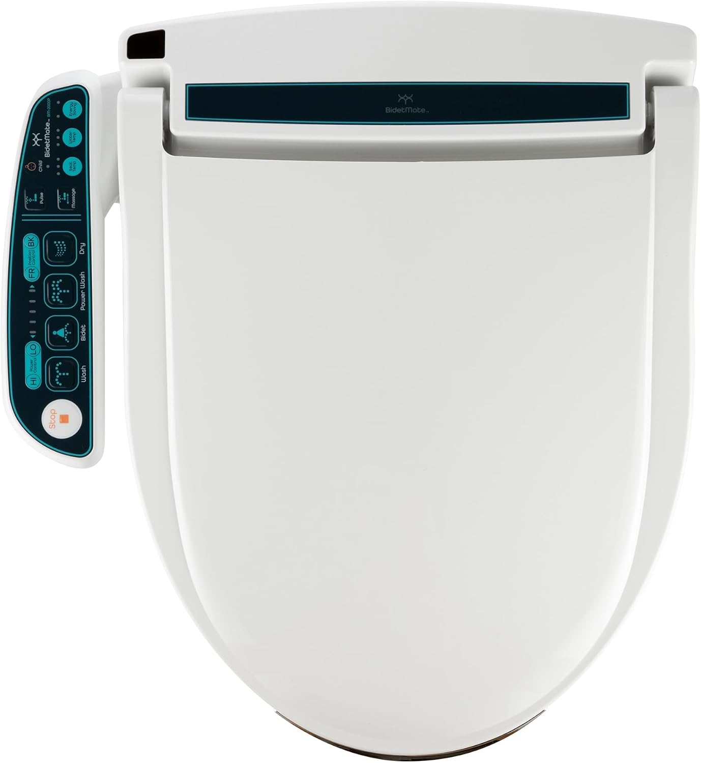 BidetMate Electric Bidet Toilet Seat 2000 Series, Unlimited Heated Water, Side Controls, Deodorizer, Warm Air Dryer, Self-Cleaning Nozzle, Elongated ABS Seat, Adjustable Wash Modes