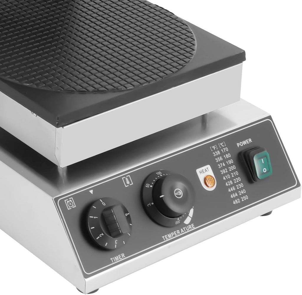 Electric Ice Cream Cone Maker, 1750W Waffle Cone Machine with Temperature and Time Control, Stainless Steel Non-Stick Egg Roll Maker for bakeries Snack Shops Restaurants Schools Food Factories Etc