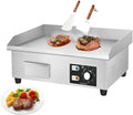 Commercial Electric Griddle 1500W/2500W/3000W, Stainless Steel Electric Teppanyaki Grill with Raised Baffle and Radiating Hole, Burger Bacon Grill Plate for Cam，1500W