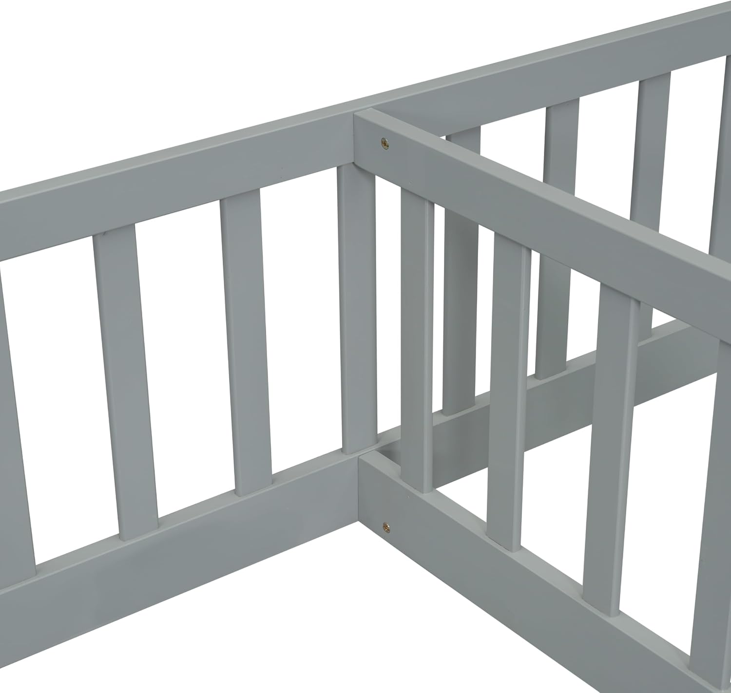 Double Floor Bed for Twins,Two Shared Beds,Twin Size Floor Bed for 2 Kids,Double Twin Bed with Guardrails for Girls,Boys,Gray