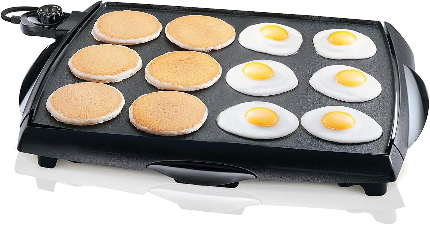 Electric Griddle Nonstick Extra Large - 16 Slices of French Toast at One Time, with Cool Touch, Temperature Control Griddles, Easy Cleaning, Black