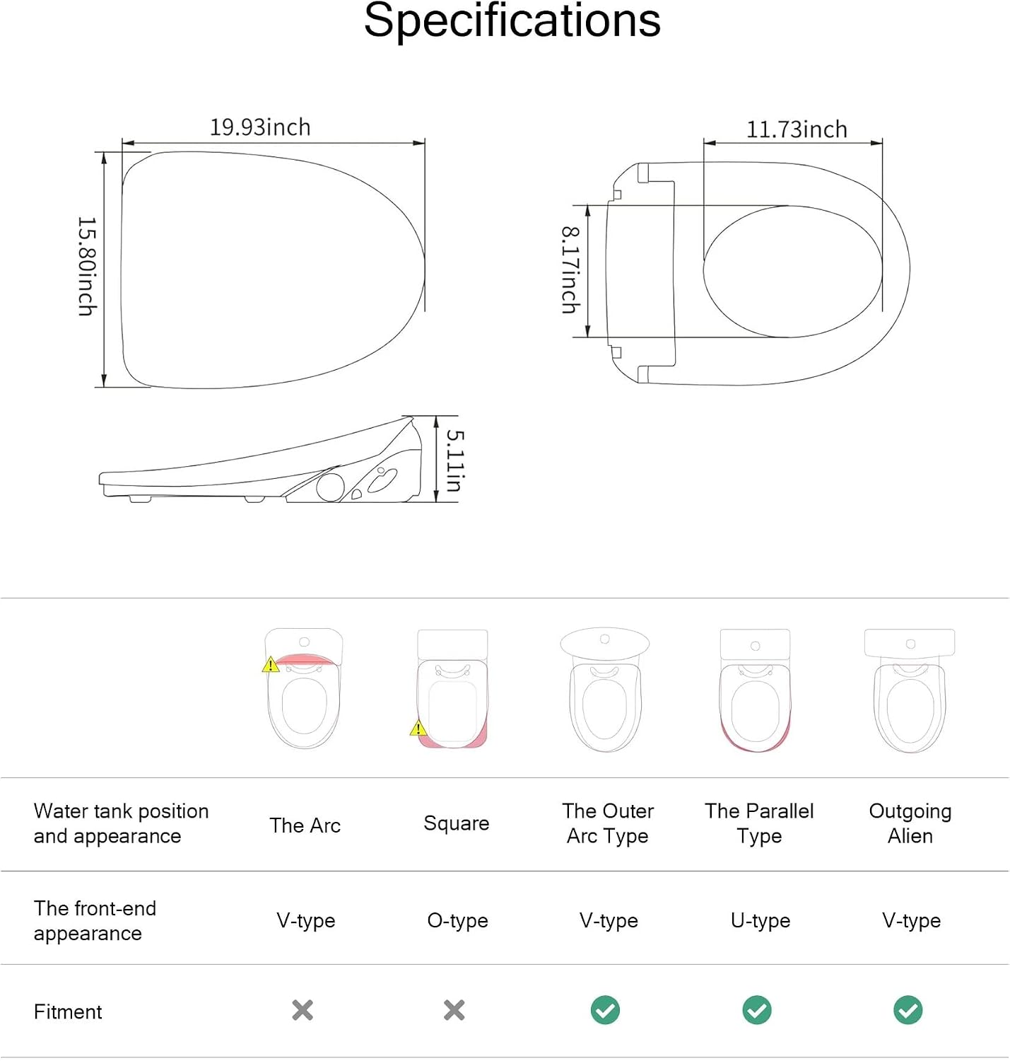 X3 Bidet Toilet Seat,Elongated Smart Toilet Seat with Air Dryer, Hot-Cold Spa,Self-Cleaning Dual Nozzles for Rear and Front Cleansing, Nightlight
