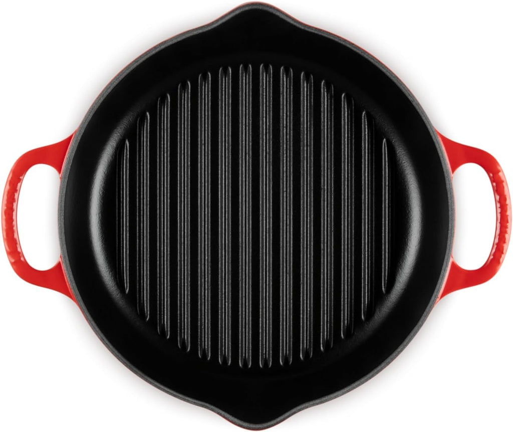 Le Creuset Enameled Cast Iron Signature Deep Round Grill, 9.75', Cerise