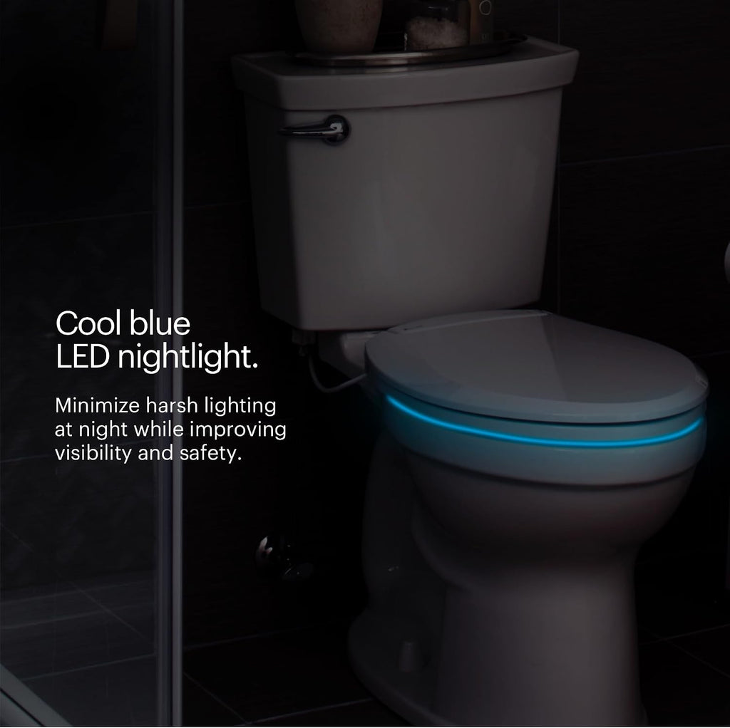Brondell L60-EW LumaWarm Heated Nightlight Elongated Toilet Seat, White