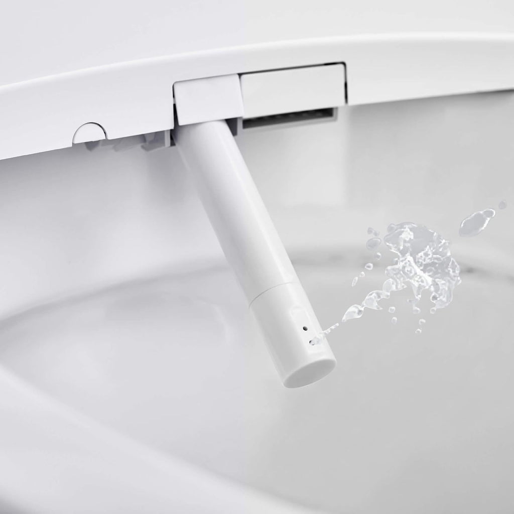 Elongated Smart Bidet Toilet Seat with Dual Flushing - One Piece Heated Toilet Seat Air Dryer - Tankless Toilet Bidet with 6 Levels of Seat and Wind Temperature