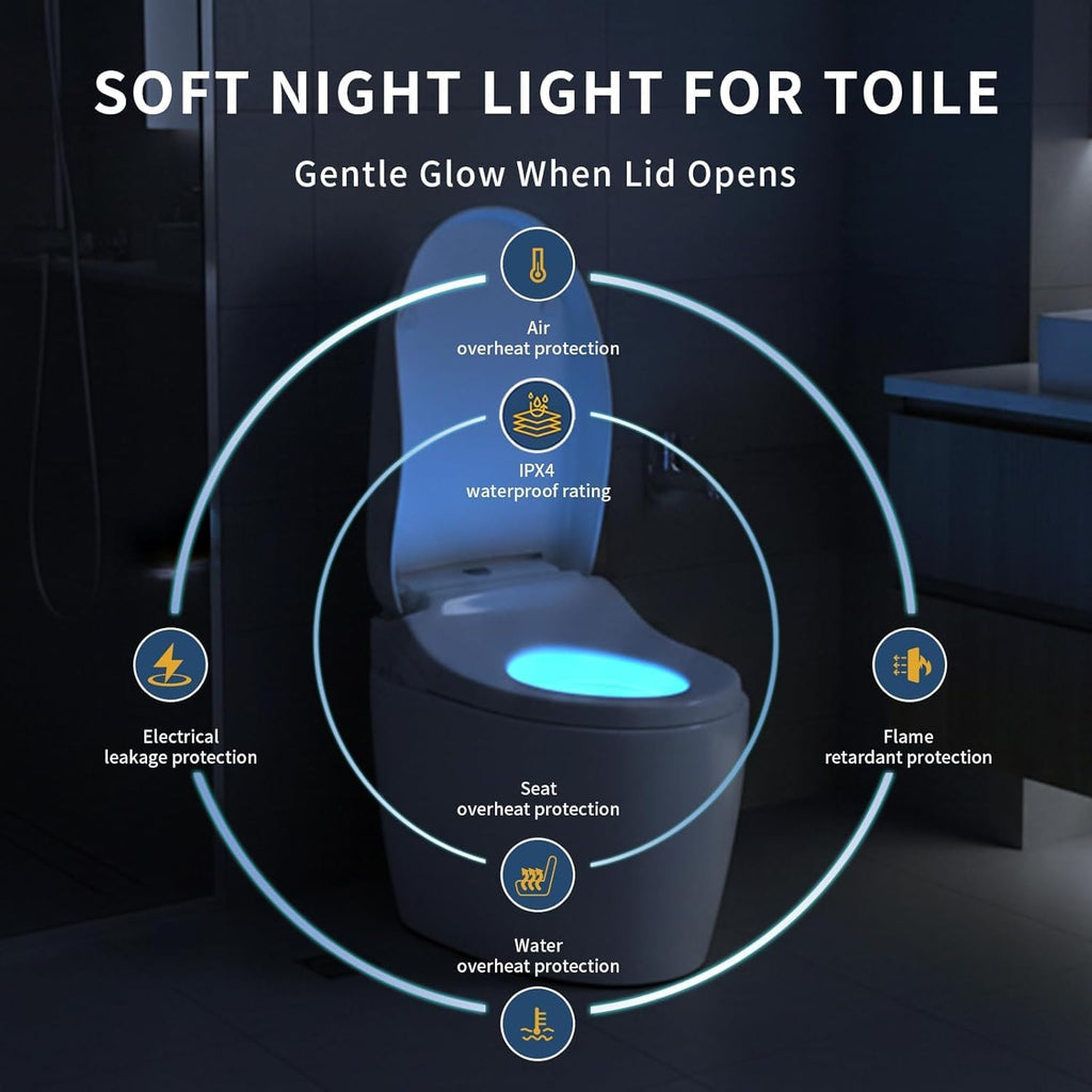 Smart Electric Bidet Toilet Seat Elongated, Dual Control Panel & Remote with LED Display, Instant Warm Water, Heated Seat, Warm Air Dryer, Night Light, Soft-Close Lid