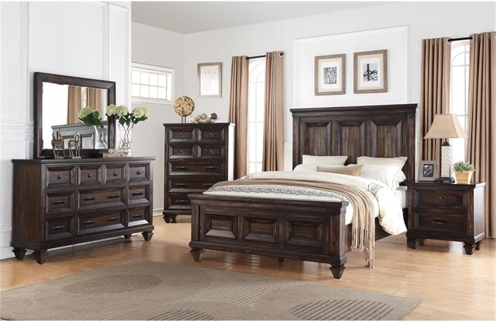 New Classic Furniture Sevilla 5-Piece Wood King Bedroom Set in Walnut