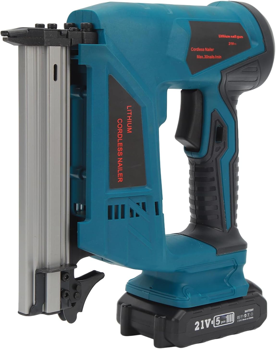 20V Cordless Brad Nailer Kit, Electric Nail Kit with 100Pcs Copper Motor, Lithium Battery and Charger, Wood Inlay and Fixed Furniture Production (US Plug 100‑220V)