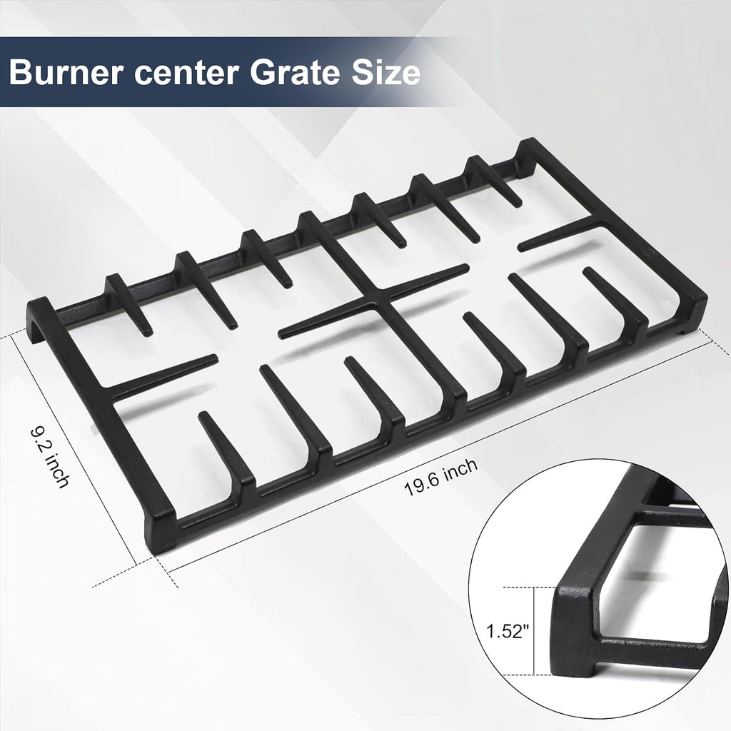 Criditpid WB31X27151 Side Grate & WB31X27150 Center Grate Kit Replacement Parts for GE Stoves, General Electric Gas Range Burner Grate for JGBS66REKSS JGB735SPSS JGBS86SPSS, 2+1 Pack.