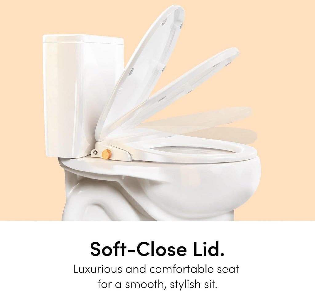TUSHY Oasis Non-Electric Warm Water Bidet Seat (Round): Self-Cleaning Dual Nozzles, Adjustable Temp & Pressure (10-Min DIY Install, Soft-Close Lid, Sleek Design), Spa-Like Comfort, Bamboo Knob