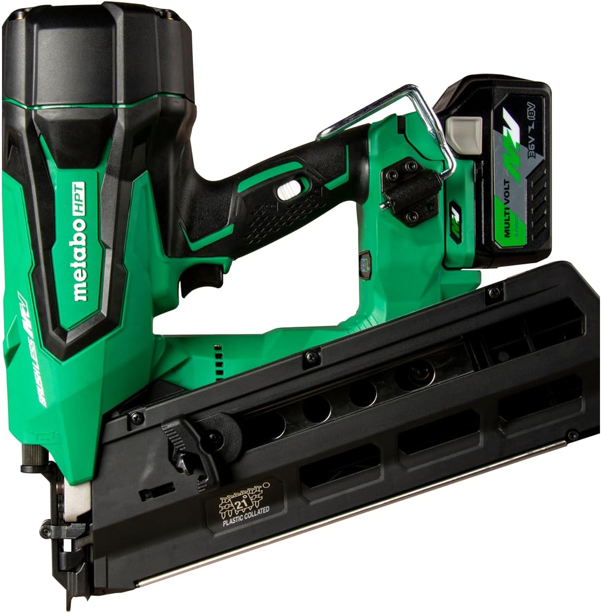 Metabo HPT 36V MultiVolt Cordless Plastic Strip Framing Nailer Kit, 21 Degree Framing Nailer with Power Tool 2.5Ah Lithium Ion Battery, Drives 2' to 3-1/2' Nails, NR3690DR