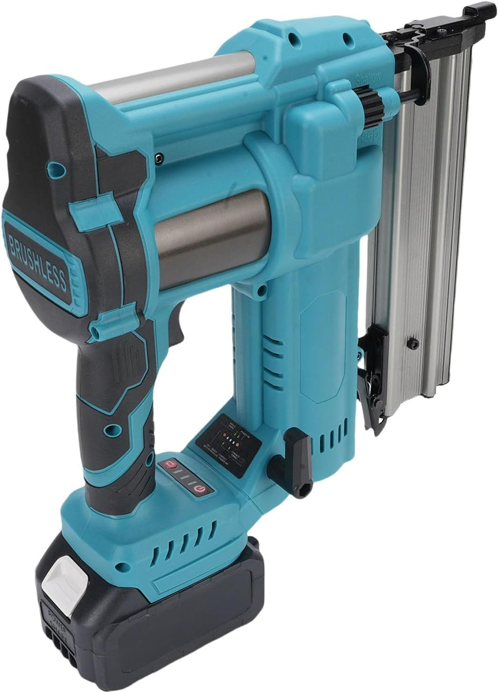Luocute 2 in 1 Cordless Nail Gun Straight and U Staple Battery Powered Brushless Brad Nailer for DIY Woodworking and Home Installation
