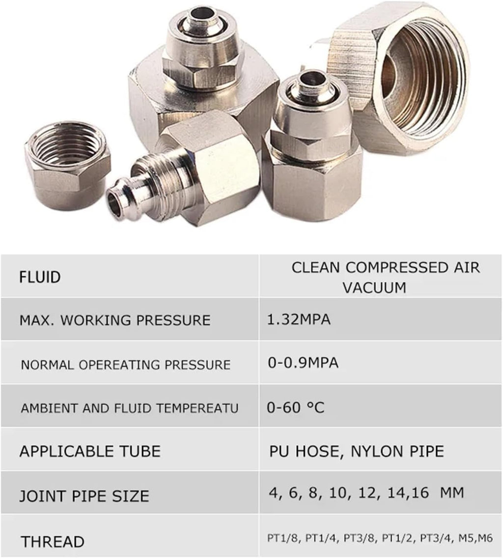 KL-PCF Pneumatic Fitting 1/8 1/4 3/8 1/2 Inch Coper Female Push in Quick Connector Release Air Fittings OD 6 8 10 12MM 30Pcs(30PCS KL-PCF6-04)
