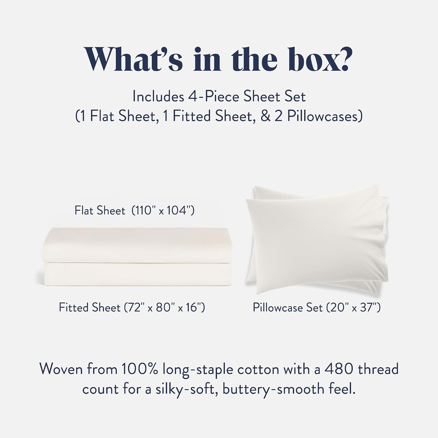 Brooklinen Luxury Sateen 4 Piece Sheet Set - 100% Cotton Bed Sheets, Soft & Durable California King Size Sheets Set in Cream, Oeko-TEX Certified Bedding Set,1 Fitted Sheet,1 Flat Sheet,2 Pillowcases