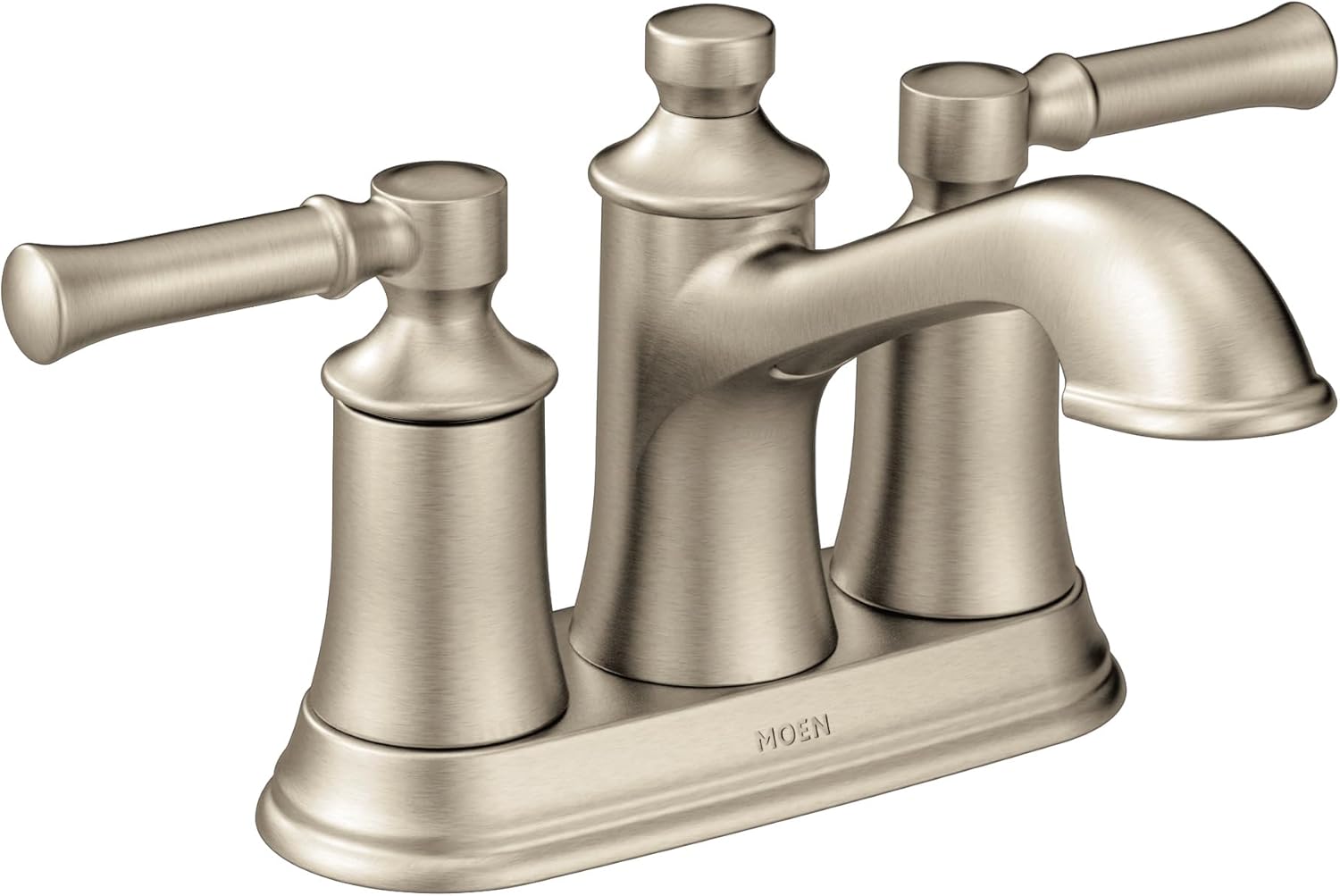 Moen Dartmoor Brushed Nickel Traditional Two Handle Centerset Bathroom Sink Faucet, 6802BN