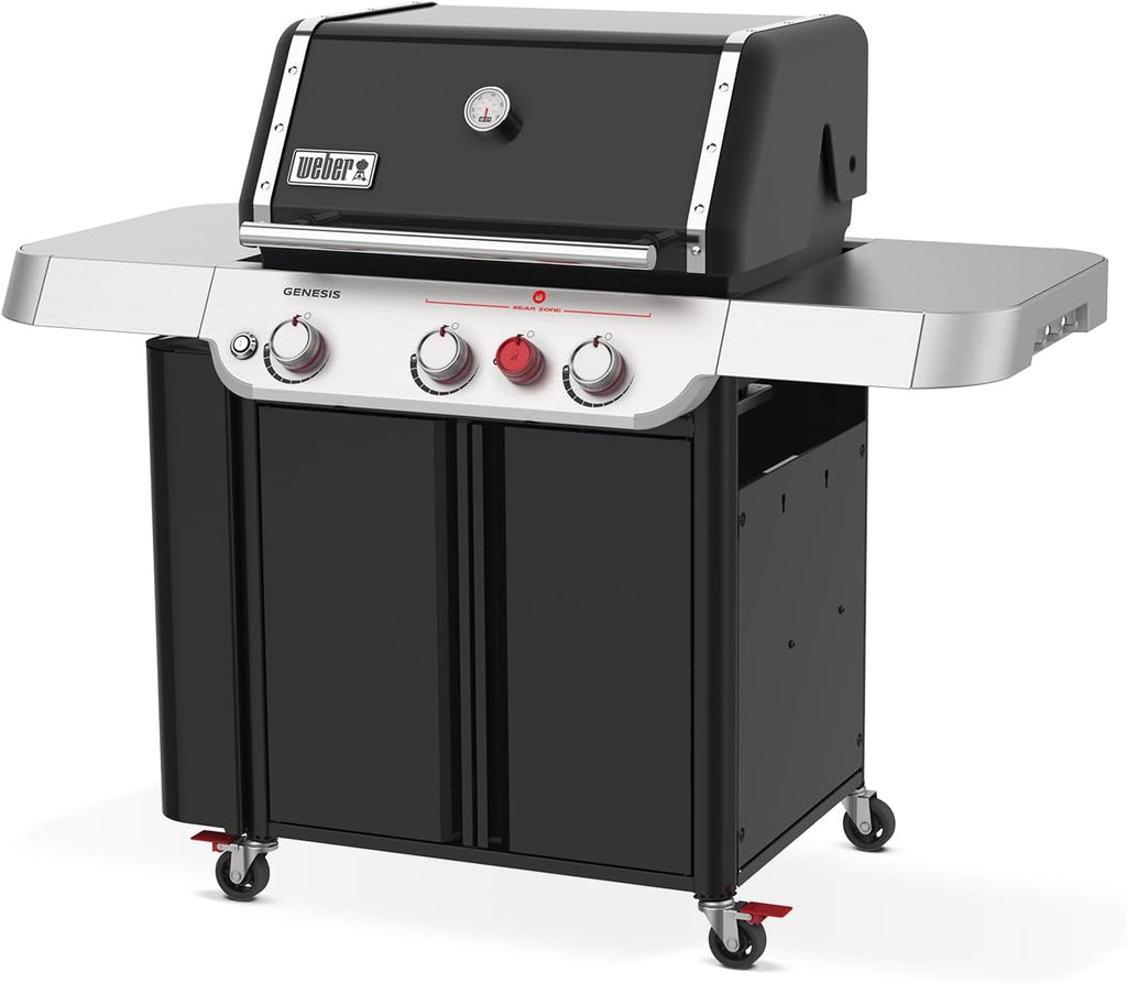 Weber Genesis E-330 Liquid Propane Gas Grill for Outdoor Cooking, 3 Burners, Black – Porcelain-Enameled Cast-Iron Grates, PureBlu Burners & Sear Zone