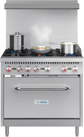 KoolMore 36 in. 6 Burner Commercial Liquid Propane Range with Oven (KM-CR36-LP)