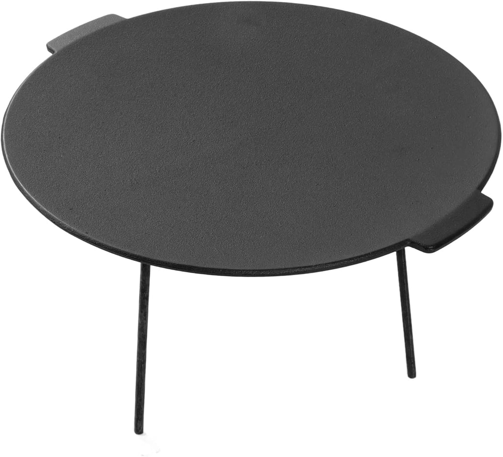 BBQ Grill Pan Smokeless Heat Resistant Cast Iron Round BBQ Griddle for Indoor and Outdoor Camping and Barbecue Parties