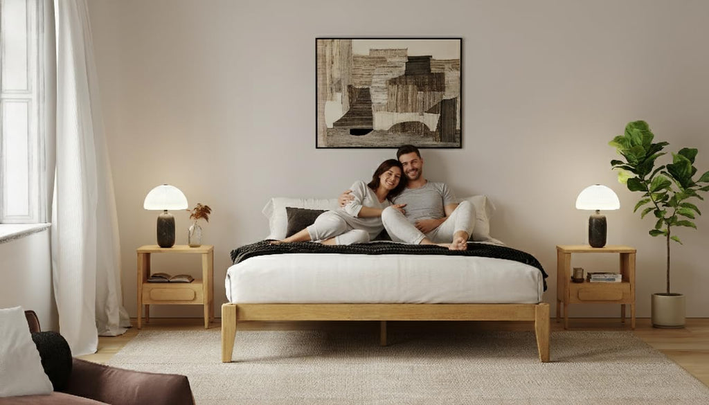Thor Premium Solid Wood Bed Frame Queen, Japanese Joinery Bed Frame with Wood Slat Support, Platform Bed, No Box Spring Needed, Easy Assembly, Minimalist & Modern Style (Light Oak)