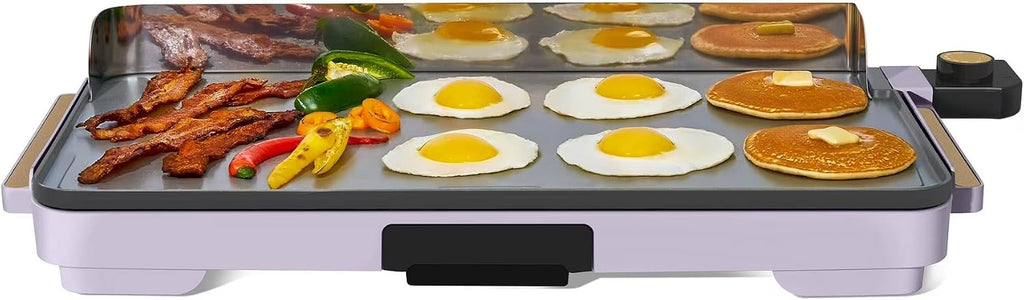 XL Electric Griddle 12' x 22' – Non-Stick, Family Size, Adjustable Temperature, Removable Drip Tray (Lavender)