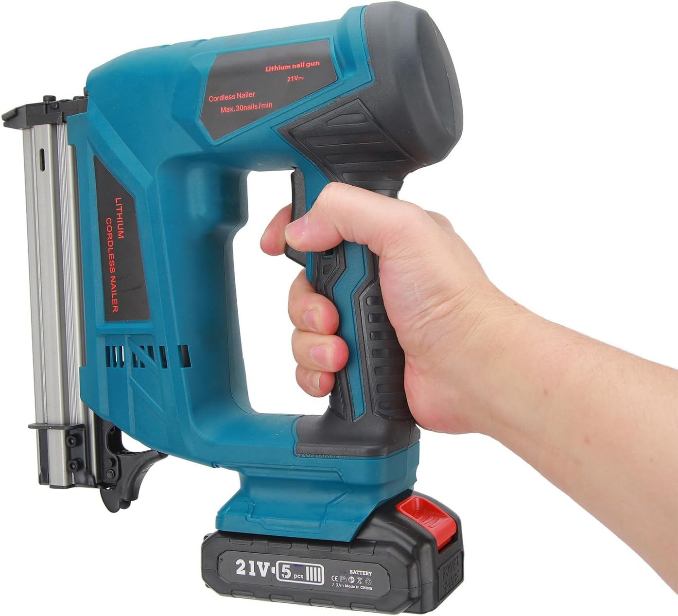 20V Cordless Brad Nailer Kit, Electric Nail Kit with 100Pcs Copper Motor, Lithium Battery and Charger, Wood Inlay and Fixed Furniture Production (US Plug 100‑220V)