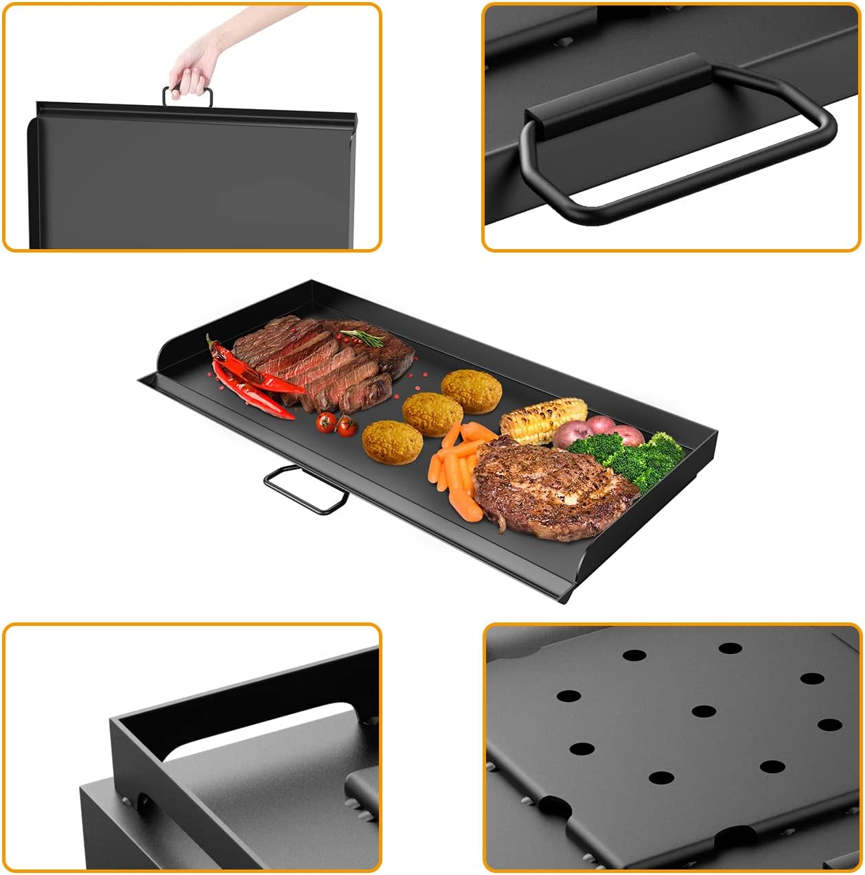 14' x 32' Fry Griddle Heavy-duty Steel Cooking Griddle Compatible with Camp Chef Griddle Stoves EX60LW, EX60P, EX60PP, EX60P, EX60B, EX280LW for Camp Chef Explorer 2-burner Camp Stove