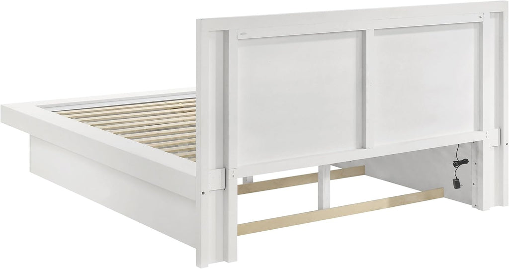 Coaster Home Furnishings Jessica Contemporary 5-Piece Bedroom Set Queen Size LED Panel Bed Frame 43-inch Headboard Snow White 202990Q-S5