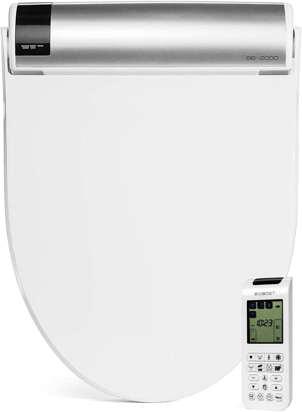 Bio Bidet BB2000 Electric Bidet Toilet Seat, Warm Water with Air Dryer, Heated Seat with Sensor and Slow Close Lid, Night Light, Remote Control, Round, White
