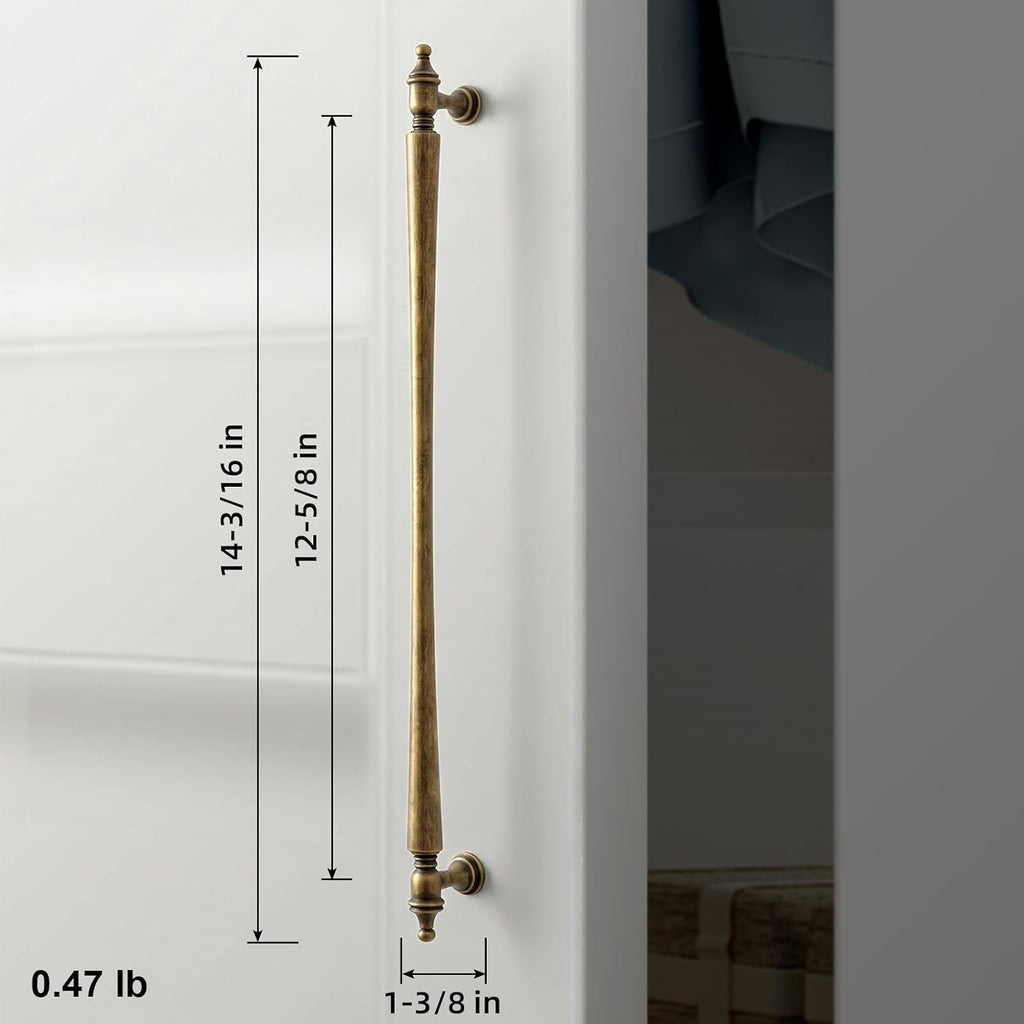 Goo-Ki Antique Brass Cabinet Pulls 12-5/8 Inch Hole Centers, 6 Pack, Zinc Alloy Vintage Handles for Kitchen, Pantry, Dresser, Vanity