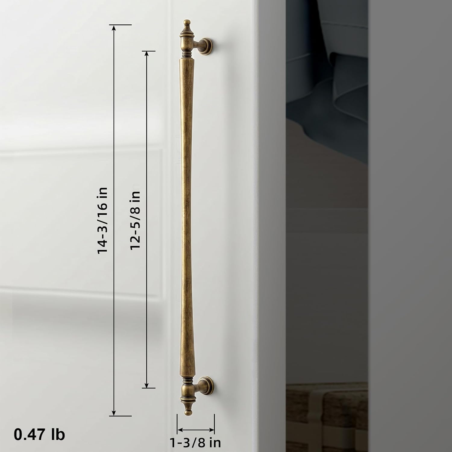 Goo-Ki Antique Brass Cabinet Pulls 12-5/8 Inch Hole Centers, 6 Pack, Zinc Alloy Vintage Handles for Kitchen, Pantry, Dresser, Vanity