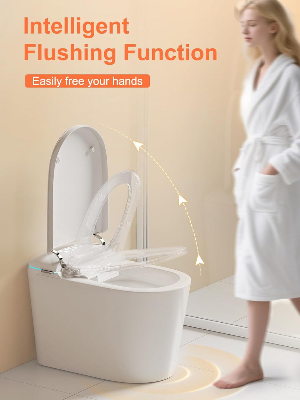 Smart Toilet with Bidet Bulit in - Auto Open/Close Lid, Heated Seat, Dryer, Night Light, Dual Auto Flush, Foot Sensor Operation, Modern Elongated One-Piece ADA Height Toilet for Bathrooms