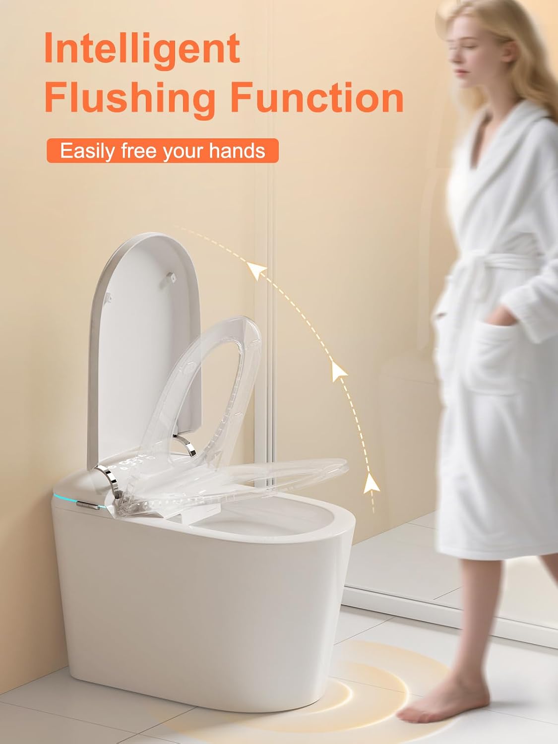 Smart Toilet with Bidet Bulit in - Auto Open/Close Lid, Heated Seat, Dryer, Night Light, Dual Auto Flush, Foot Sensor Operation, Modern Elongated One-Piece ADA Height Toilet for Bathrooms