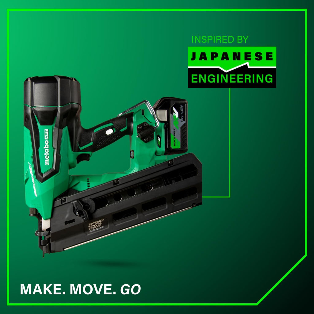 Metabo HPT 36V MultiVolt Cordless Plastic Strip Framing Nailer Kit, 21 Degree Framing Nailer with Power Tool 2.5Ah Lithium Ion Battery, Drives 2' to 3-1/2' Nails, NR3690DR