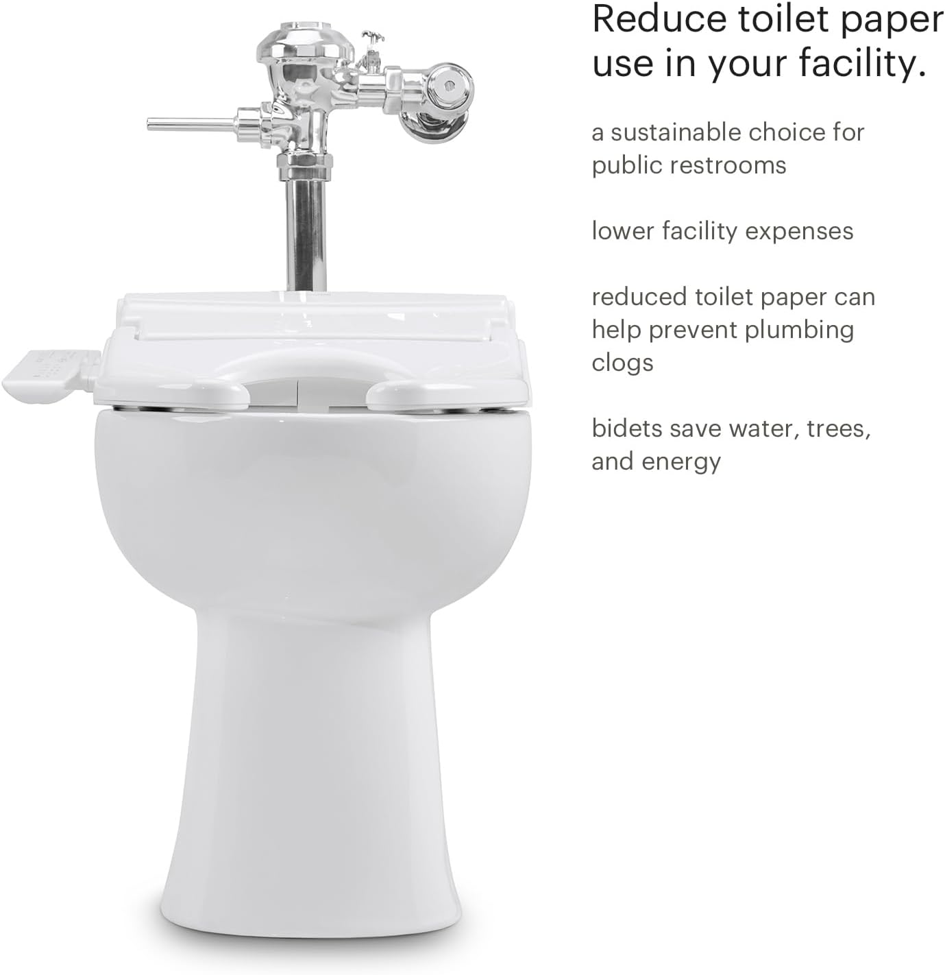 Brondell Commercial Bidet Toilet Seat, Swash Thinline T22, Open Front Cover, Side Arm Control, Heated Seat, Warm Water Wash, Warm Air Dryer, Self-Cleaning Stainless Steel Nozzle, Slim Design, White