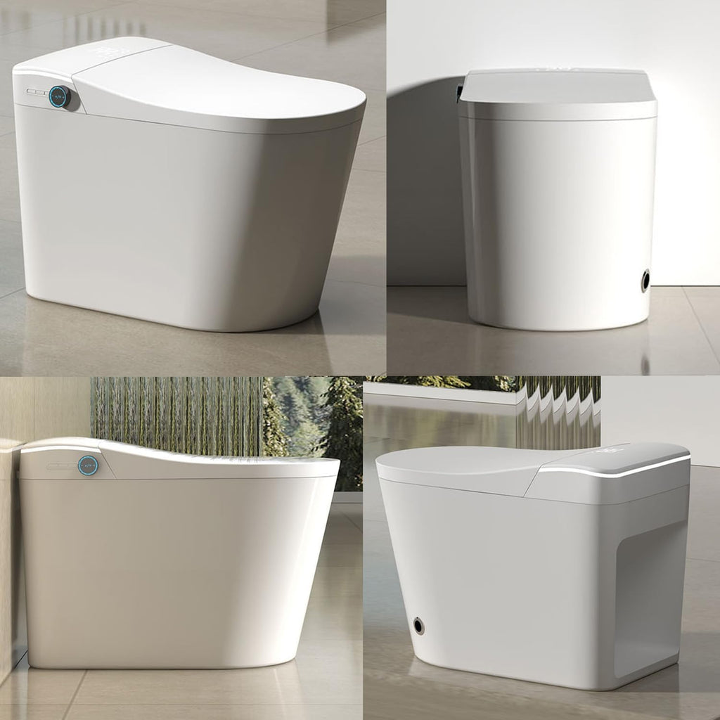 BONSAM Smart Toilet with Auto Open/Close Lid, Modern Toilet with Bidet Built In, Foam Shield, Auto Flush, Warm Water&Dryer, Self-Cleaning Heated Seat Toilet with Remote Control for Seniors & Families.