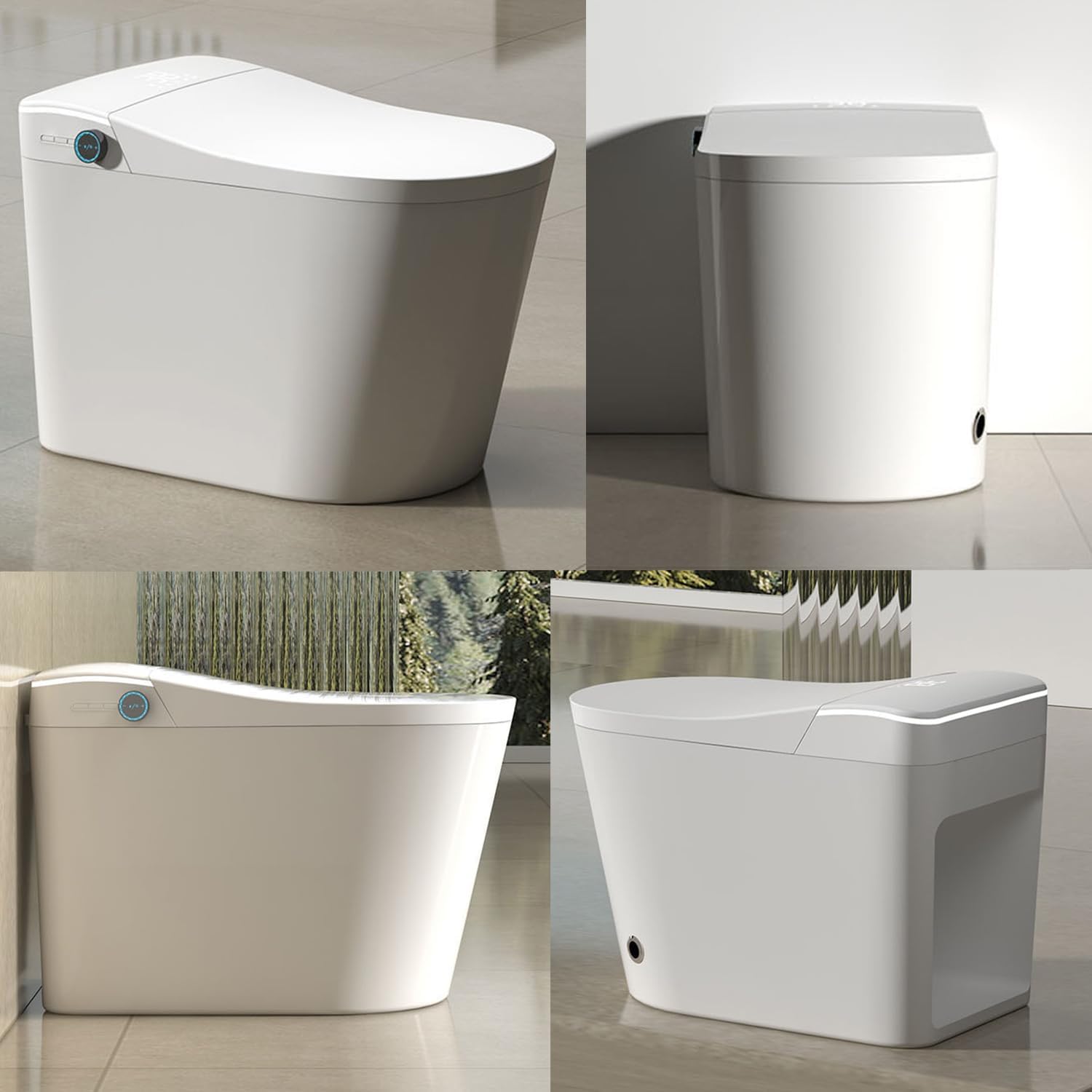 BONSAM Smart Toilet with Auto Open/Close Lid, Modern Toilet with Bidet Built In, Foam Shield, Auto Flush, Warm Water&Dryer, Self-Cleaning Heated Seat Toilet with Remote Control for Seniors & Families.
