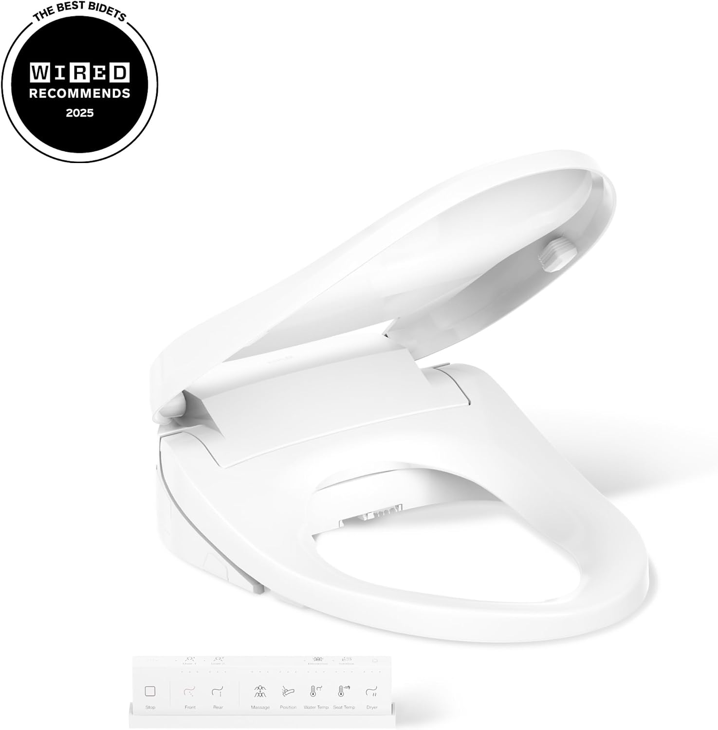 Kohler PureWash E820 Elongated Heated Bidet Toilet Seat, White with Remote Control, Quiet-Close Lid, Automatic Deodorization, Warm Water, Self-Cleaning Wand, Adjustable Water Pressure and Nightlight