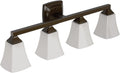 Moen Voss Oil Rubbed Bronze 4-Light Dual-Mount Bath Bathroom Vanity Fixture with Frosted Glass, YB5164ORB