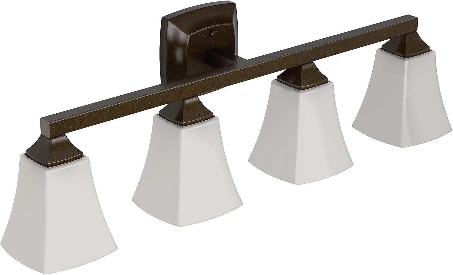 Moen Voss Oil Rubbed Bronze 4-Light Dual-Mount Bath Bathroom Vanity Fixture with Frosted Glass, YB5164ORB