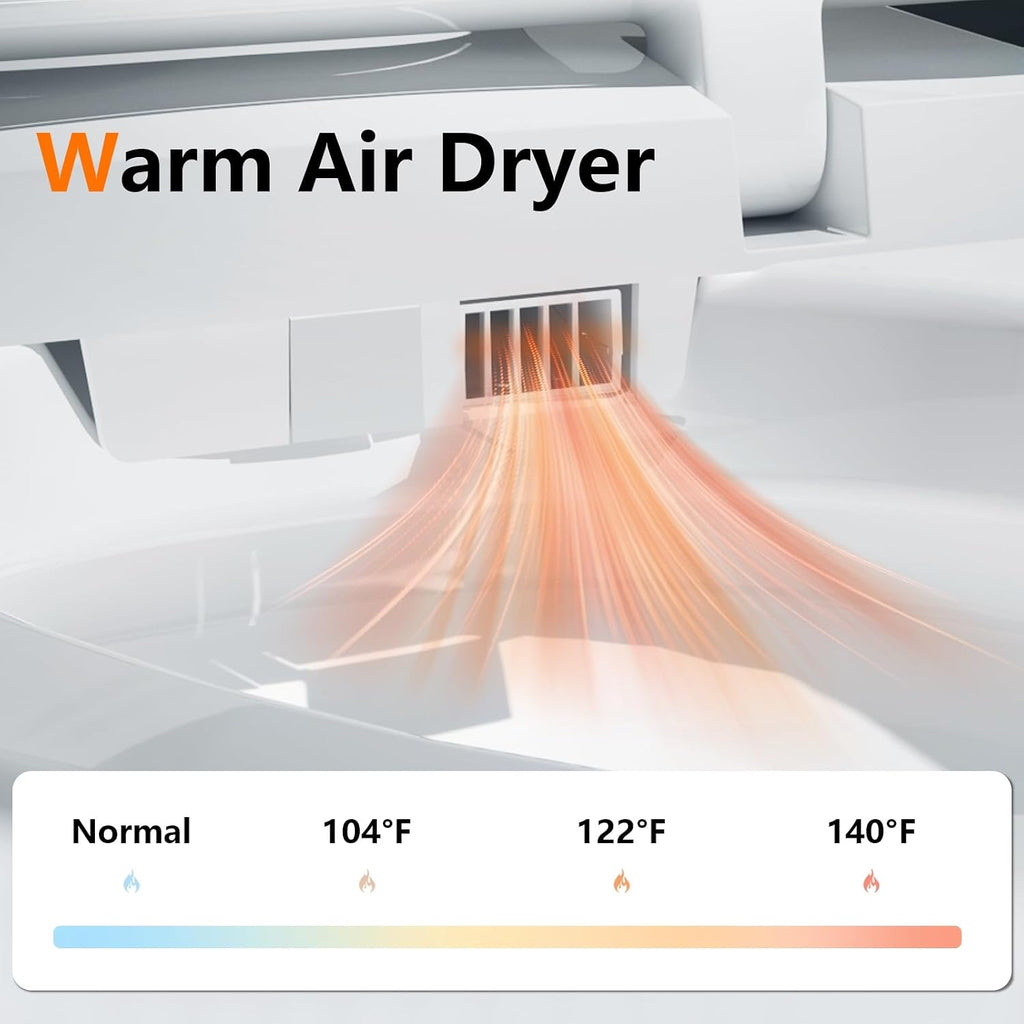 Smart Toilet With Bidet Built In, Smart Bidet Toilet for Bathrooms, Toilet with Warm Water Sprayer & Dryer, Foot Sensor Operation, Heated Bidet Seat, Auto Smart Toilet with LCD Display White