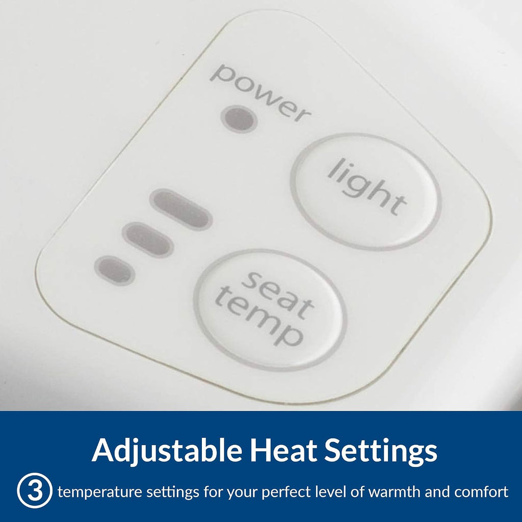 Bemis Radiance Heated Night Light Toilet Seat, Slow Close Adjustable Fit Long Lasting Plastic Seat, Round, White