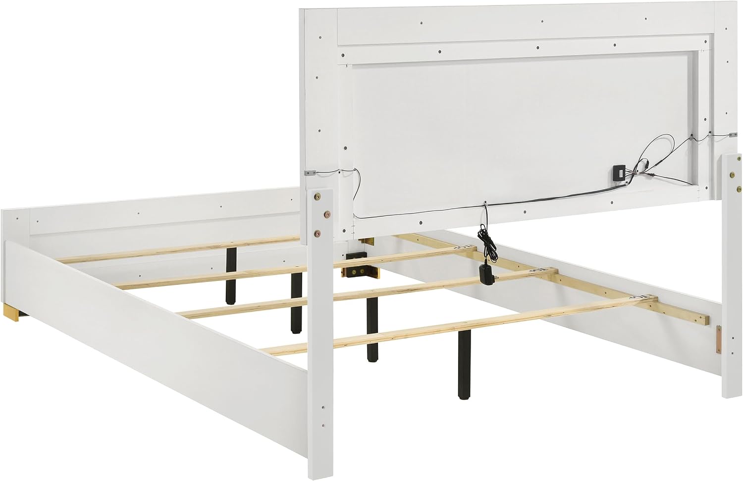 Coaster Home Furnishings Marceline Contemporary 4-Piece Bedroom Set Eastern King Size LED Panel Bed Frame 51-inch Headboard White 222931KE-S4