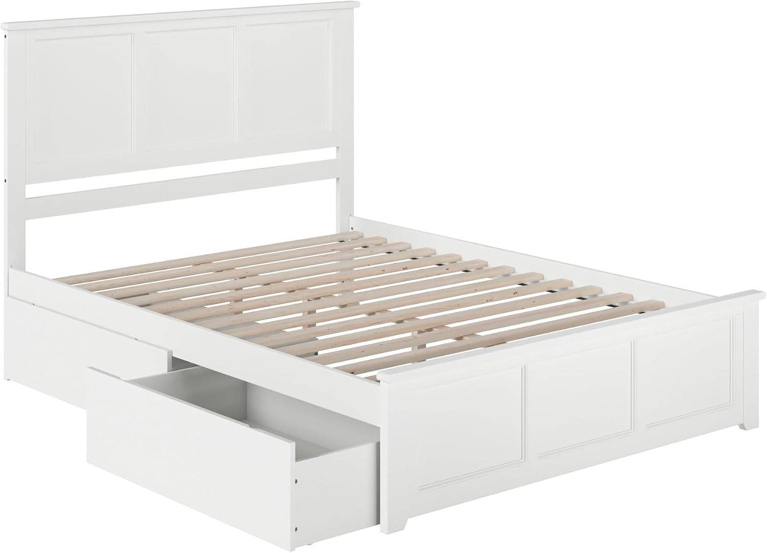 AFI, Madison Queen Platform Bed with Matching Footboard & Storage Drawers, White