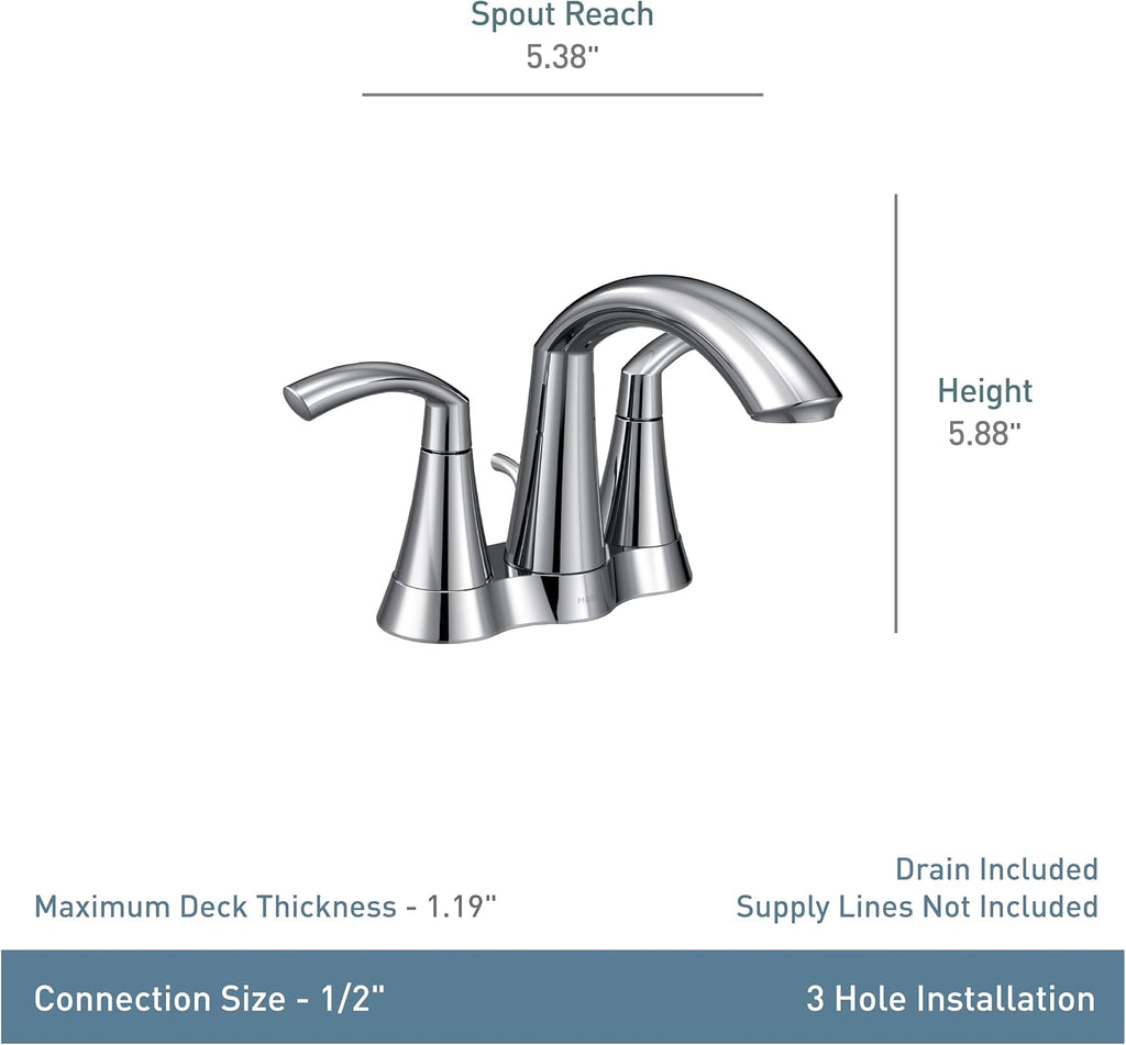 Moen 6172BL Glyde Two-Handle High Arc Centerset Bathroom Faucet, Matte Black