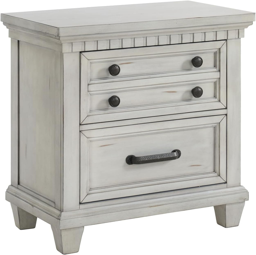 Picket House Furnishings Windom King Storage 5PC Bedroom Set in Antique White