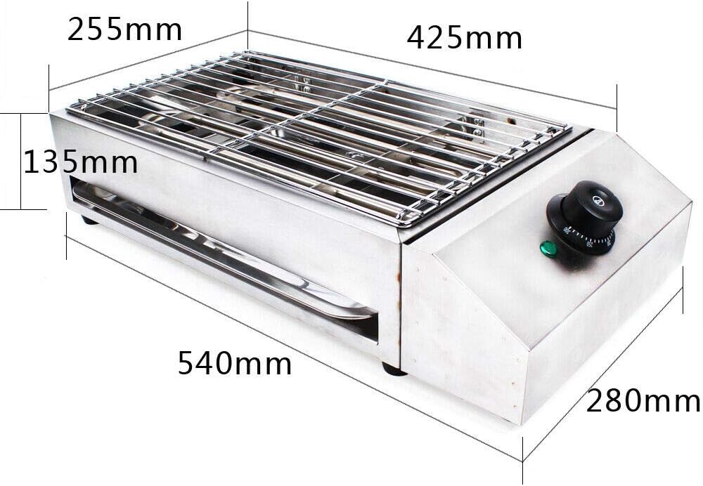 Electric Griddles, Stainless Steel Barbecue Grill Machine GDAE10 Smokeless Oven Pan BBQ Multifunctional Tabletop Heating for Party Home Kitchen Restaurant Indoor Outdoor 2800W (2800W 16.7*10' Electric)